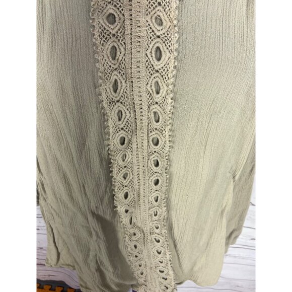 New Direction Tan Boho-Style V-Neck Blouse With Lace Details & 3/4 Sleeves For W - Picture 7 of 8